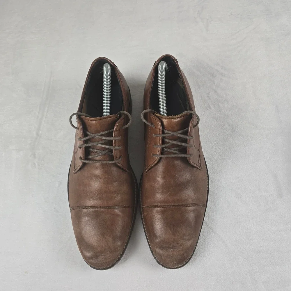 Cole Haan Mens 8.5 W Brown Leather Cap Toe Derby Dress‎ Shoes